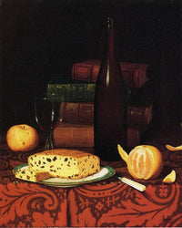 Still Life with Raisin Cake, Fruit and Wine by William Michael Harnett — hand-painted photography oil painting reproduction on canvas