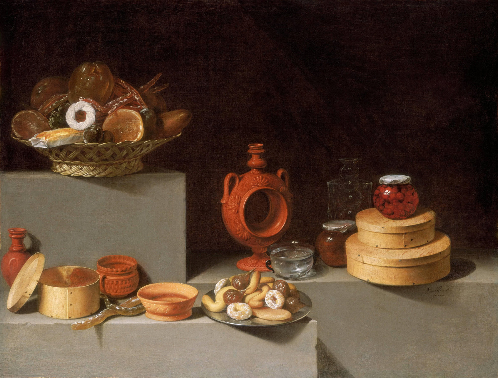 Still Life with Sweets and Pottery