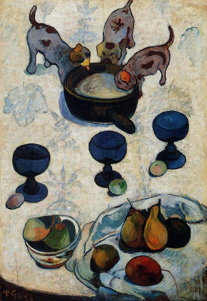 Still Life with Three Puppies by Paul Gauguin — hand-painted animal oil painting reproduction on canvas
