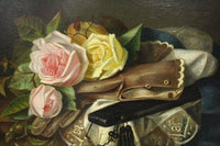 Stilleven Met Rozen, Handschoenen En Waaier