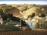 Stone City, Iowa by Grant Wood — hand-painted architectural oil painting reproduction on canvas