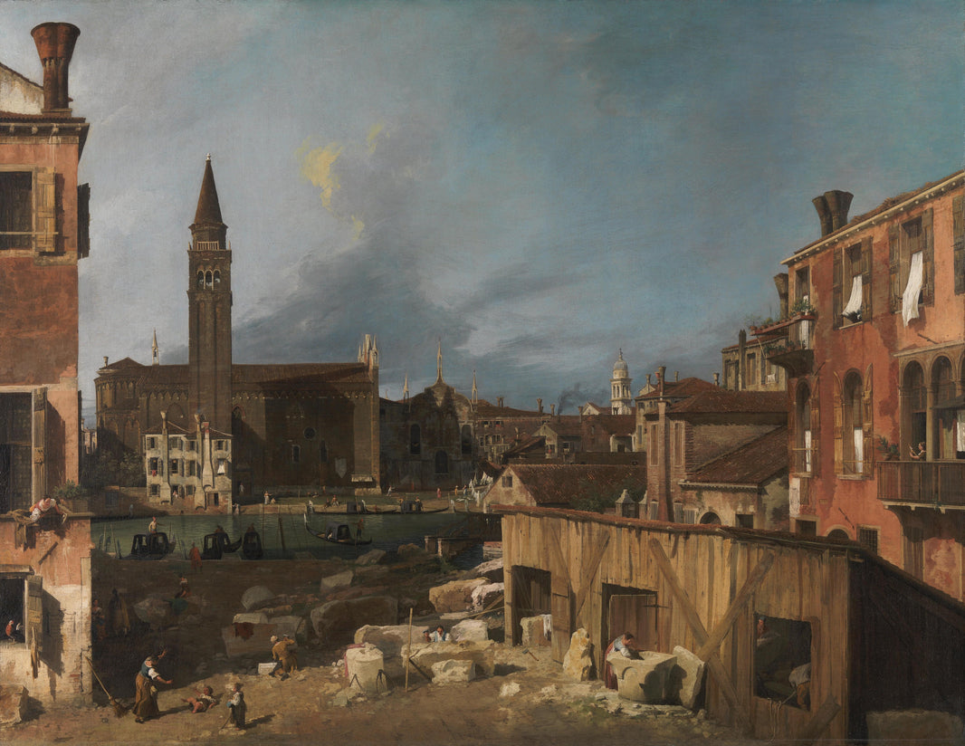 Stonemason's Yard by Canaletto — hand-painted architectural oil painting reproduction on canvas