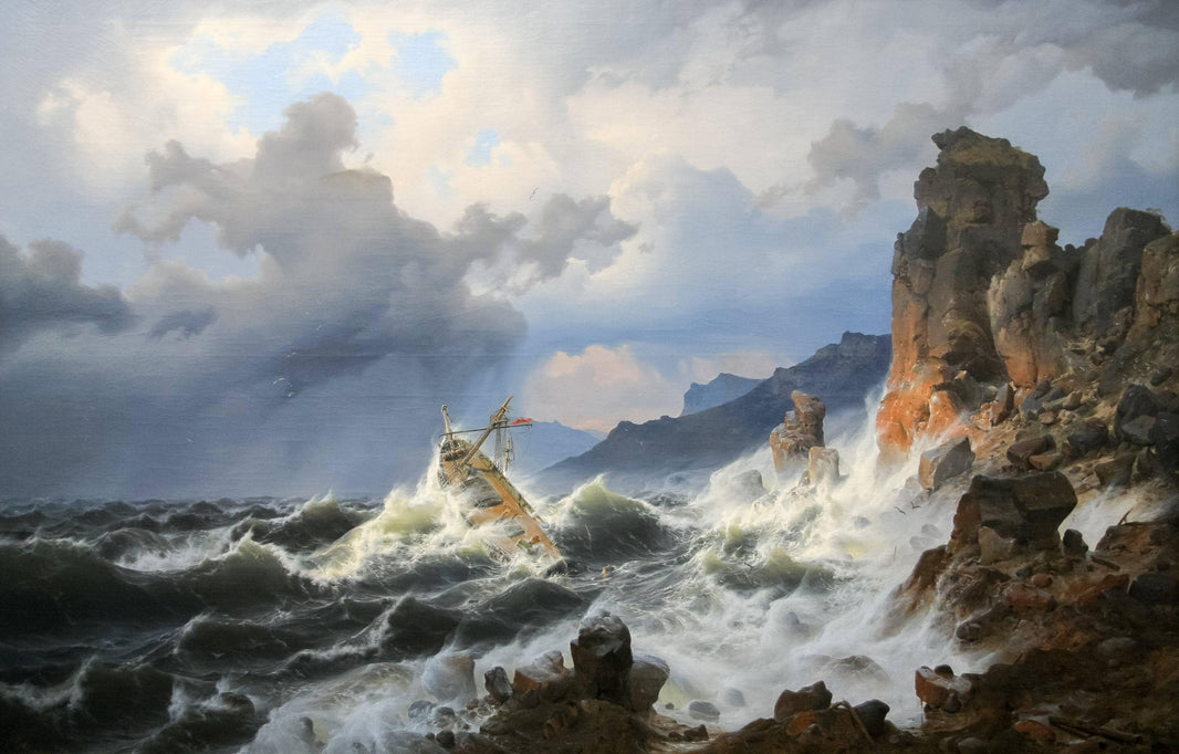 Storm at Sea off the Norwegian Coast by Andreas Achenbach — hand-painted eco oil painting reproduction on canvas