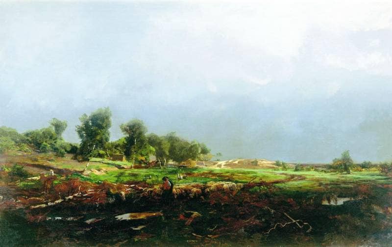 Storm in the field by Volodymyr Orlovsky — hand-painted botanical oil painting reproduction on canvas