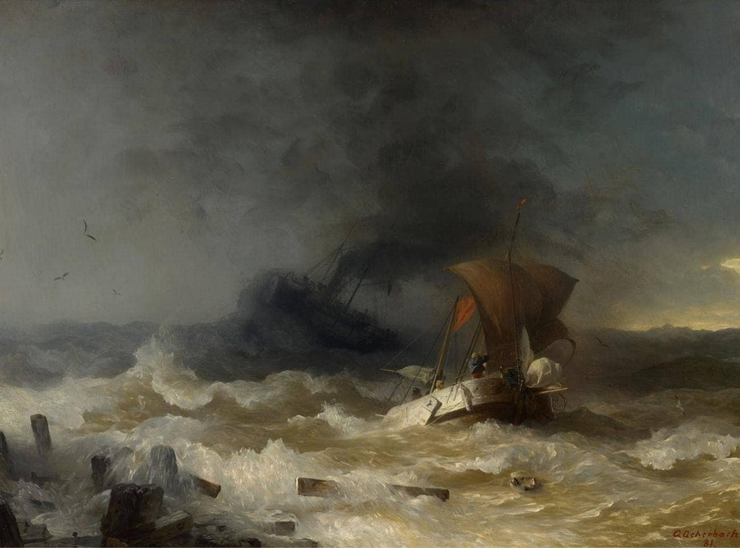 Storm On The Sea by Andreas Achenbach — hand-painted seascapes oil painting reproduction on canvas