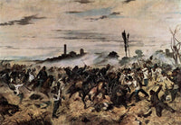 The attack on the Madonna Scoperta (The Battle of Montebello) by Giovanni Fattori — hand-painted landscape oil painting reproduction on canvas