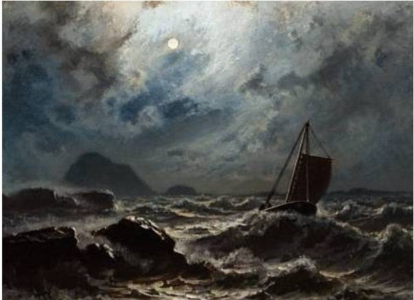 Stormy night ... Norwegian coast - Knud Baade