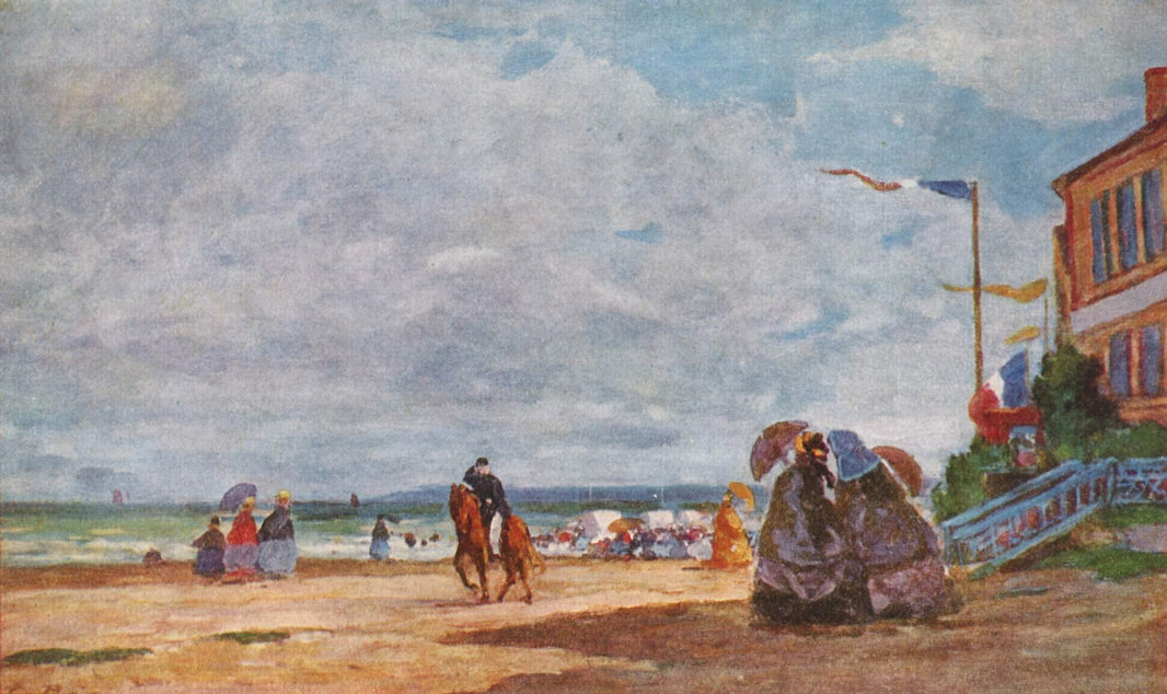 Strand in Trouville by Eugene Boudin — hand-painted landscape oil painting reproduction on canvas