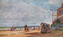 Strand in Trouville by Eugene Boudin — hand-painted landscape oil painting reproduction on canvas