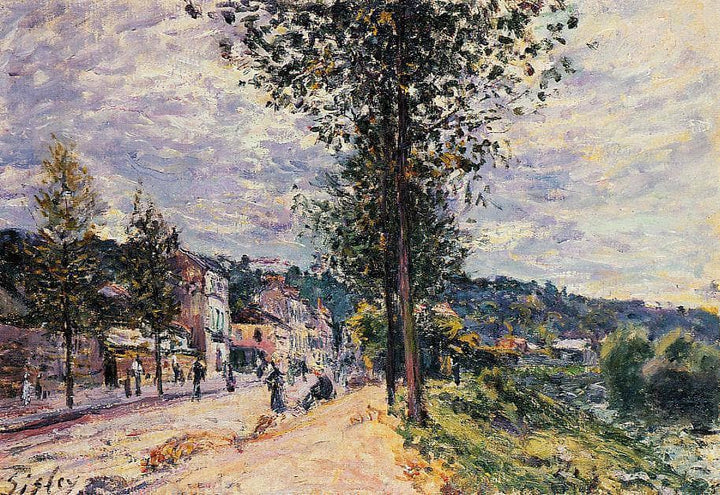 Street Entering the Village by Alfred Sisley — hand-painted botanical oil painting reproduction on canvas