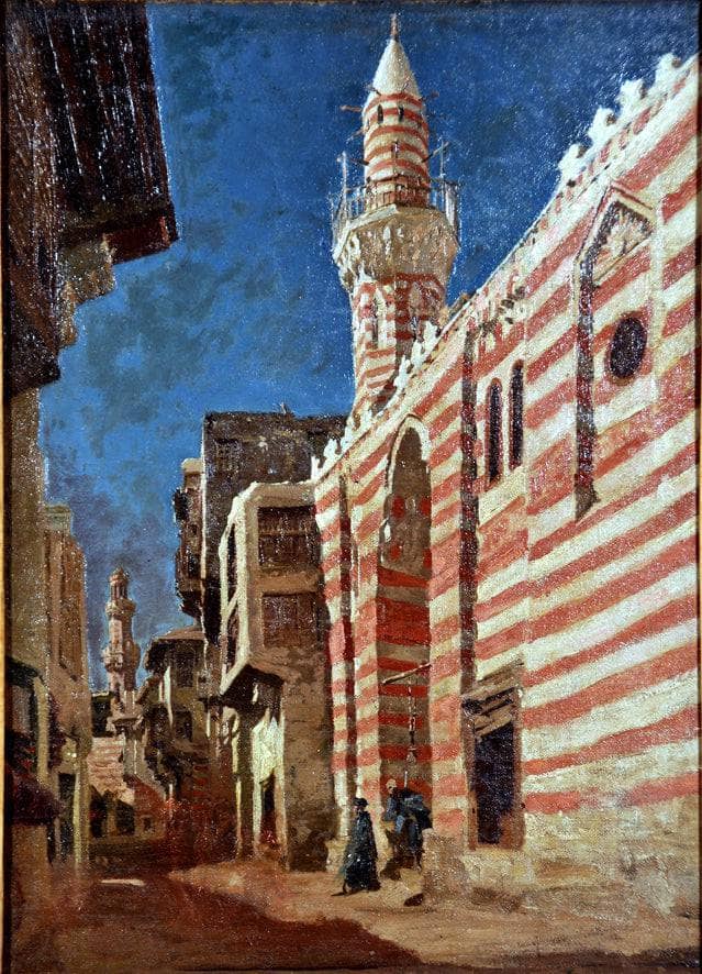 Street in An Arab City by Cesare Biseo — hand-painted architectural oil painting reproduction on canvas