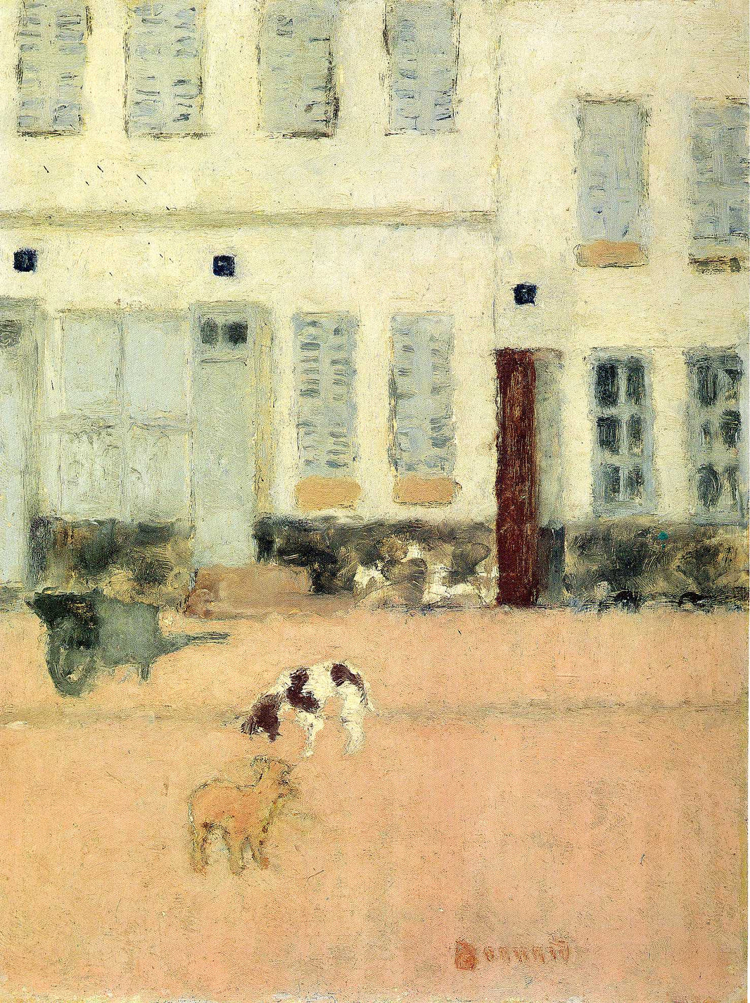 Street in Eragny-sur-Oise or Dogs in Eragny by Pierre Bonnard — hand-painted animal oil painting reproduction on canvas