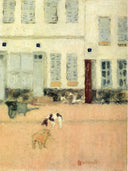 Street in Eragny-sur-Oise or Dogs in Eragny by Pierre Bonnard — urban oil painting wall art, Post Impressionism