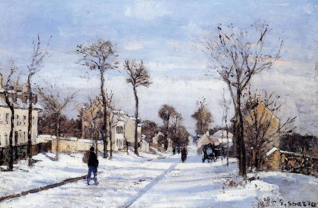 Street in the Snow, Louveciennes - Camille Pissarro