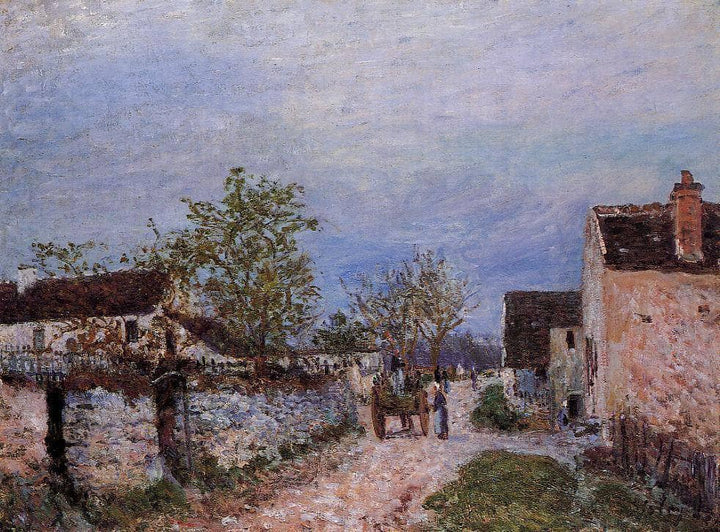 Street in Veneux by Alfred Sisley — hand-painted architectural oil painting reproduction on canvas