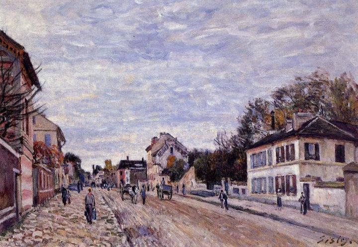 Street Scene in Marly by Alfred Sisley — hand-painted architectural oil painting reproduction on canvas