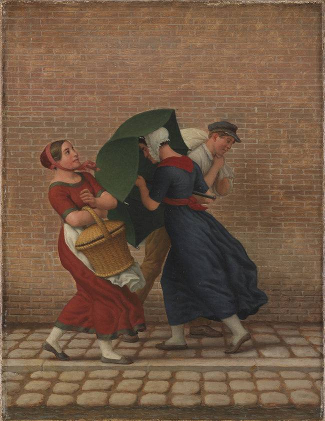 Street Scene in Windy and Rainy Weather - Christoffer Wilhelm Eckersberg