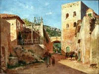 Street Scene near Antibes by Ernest Meissonier — hand-painted architectural oil painting reproduction on canvas