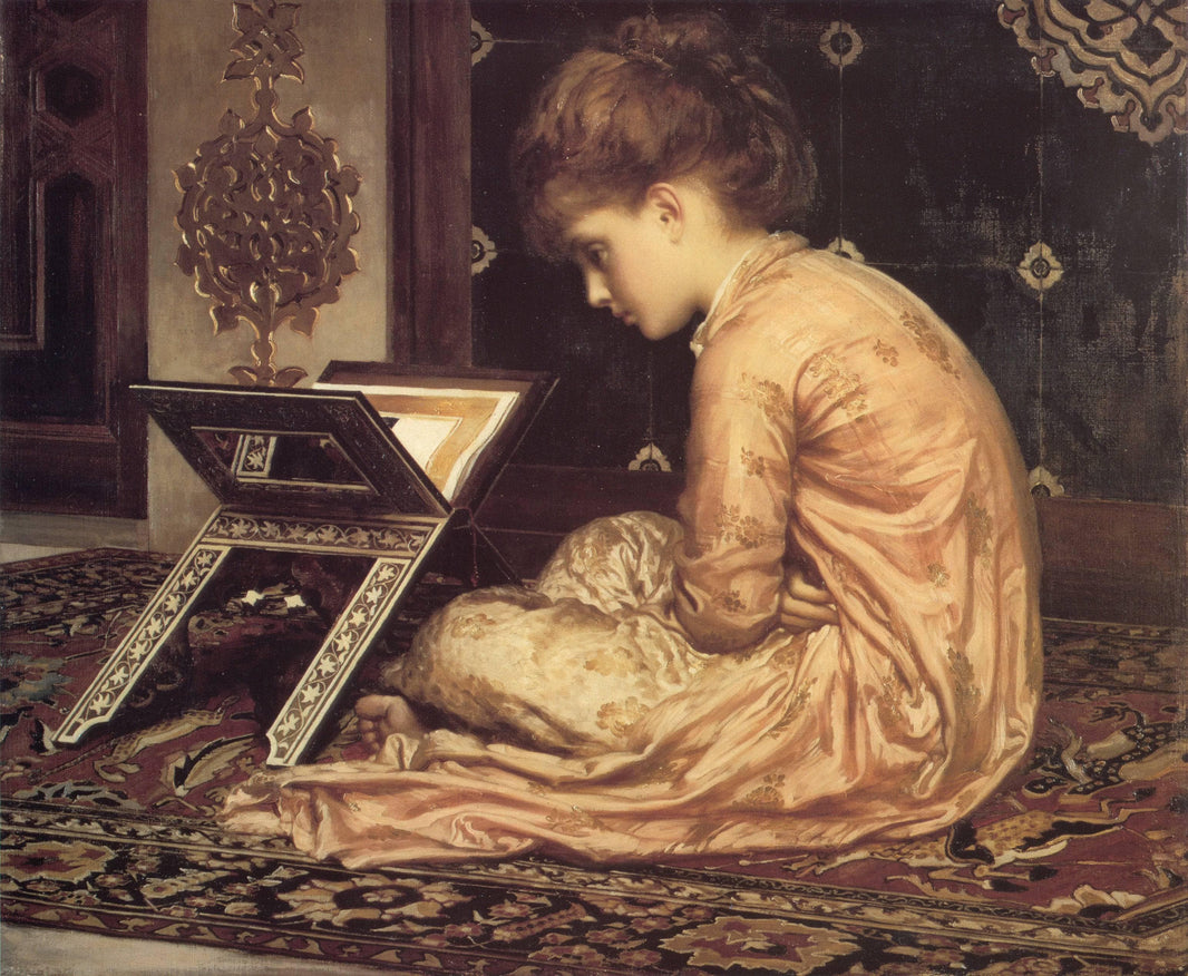 Study At a Reading Desk by Frederic Leighton — hand-painted portrait oil painting reproduction on canvas
