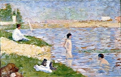 Study for "Bathers at Asnieres" in hallway