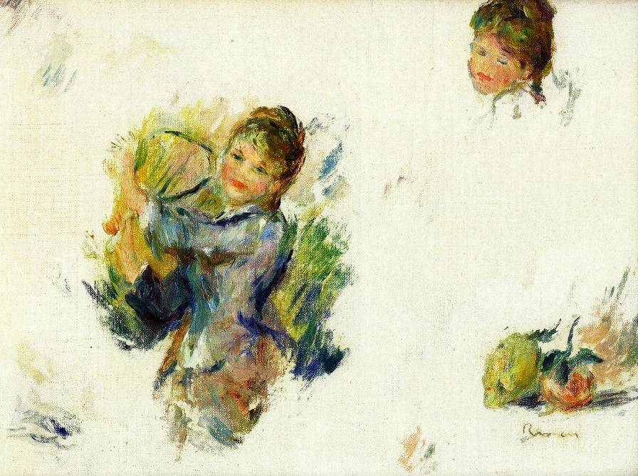 Study for Girls playing with a Shuttlecock by Pierre-Auguste Renoir — hand-painted portrait oil painting reproduction on canvas
