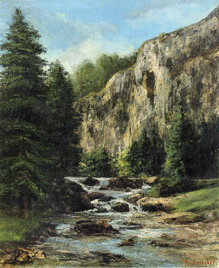 Study for Landscape with Waterfall by Gustave Courbet — hand-painted botanical oil painting reproduction on canvas