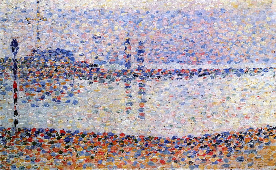Study for 'The Channel at Gravelines, Evening' by Georges Seurat — hand-painted landscape oil painting reproduction on canvas