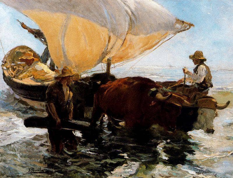 Study for 'The Comeback of the fisheries' by Joaquín Sorolla — hand-painted animal oil painting reproduction on canvas