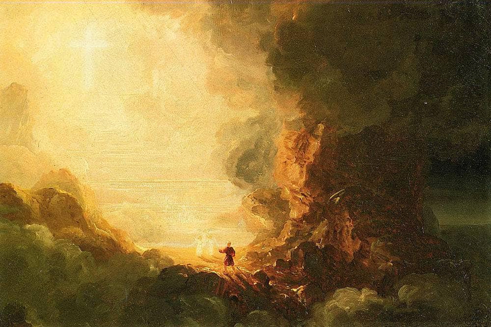 Study for The Pilgrim of the Cross at the End of His Journey by Thomas Cole — hand-painted landscape oil painting reproduction on canvas