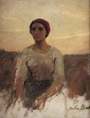 Study For The Return From The Fields by Jules Breton — hand-painted portrait oil painting reproduction on canvas