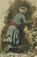 Study of a Moor in Blue by Edwin Lord Weeks — male oil painting wall art, Orientalism