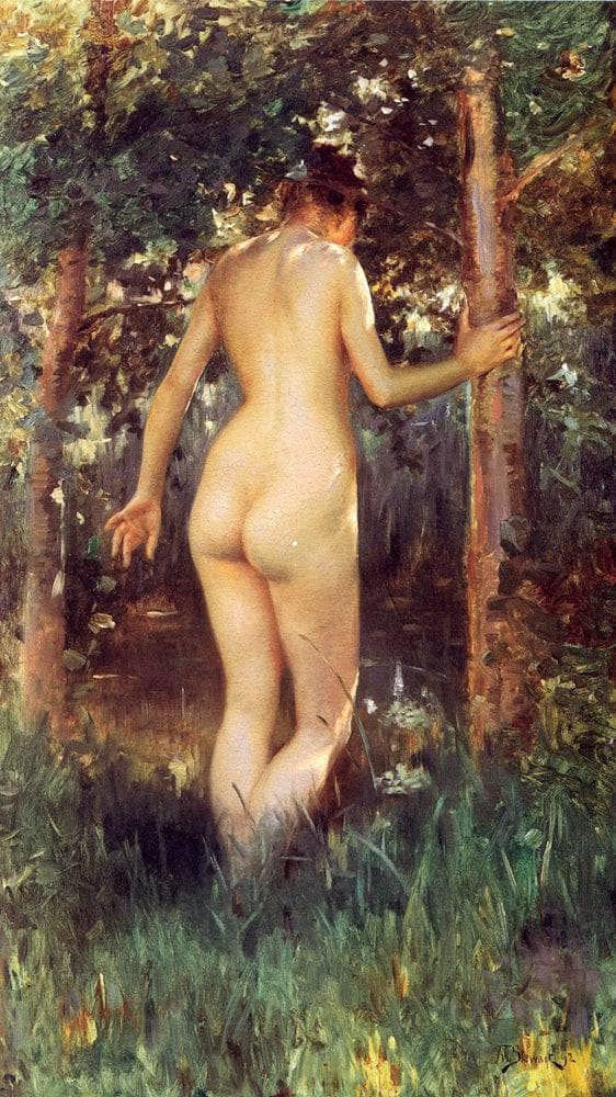 Study Of A Nude Woman by Julius LeBlanc Stewart — hand-painted botanical oil painting reproduction on canvas