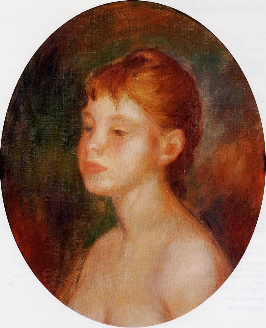 Study of a Young Girl (Mademoiselle Murer) by Pierre-Auguste Renoir — hand-painted portrait oil painting reproduction on canvas