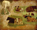 Study of Cows by Eugene Boudin — hand-painted animal oil painting reproduction on canvas
