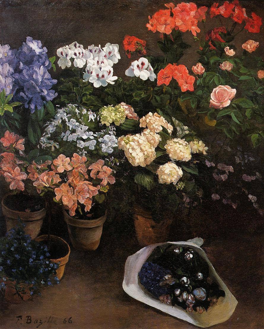 Study of Flowers by Frederic Bazille — hand-painted botanical oil painting reproduction on canvas