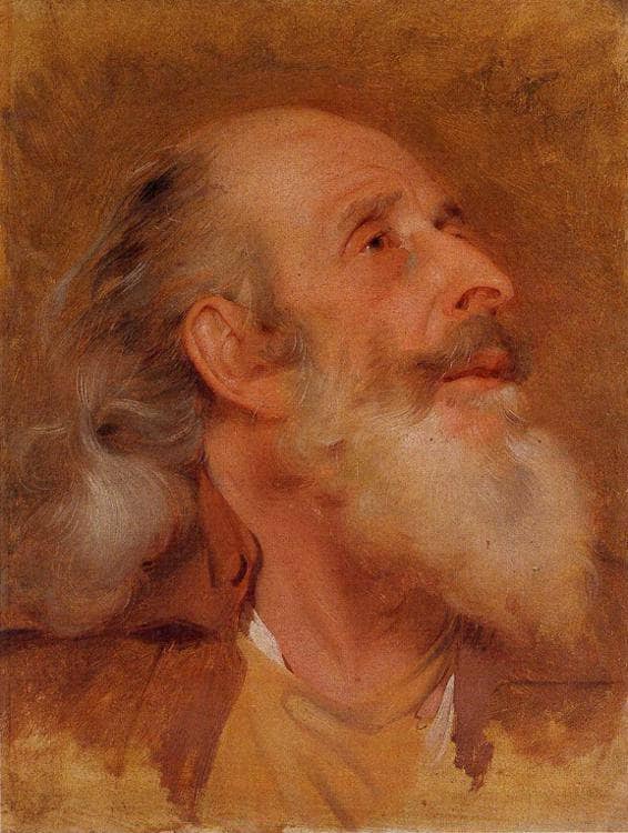 Study of John Staveley's Head by Joseph Wright — hand-painted portrait oil painting reproduction on canvas