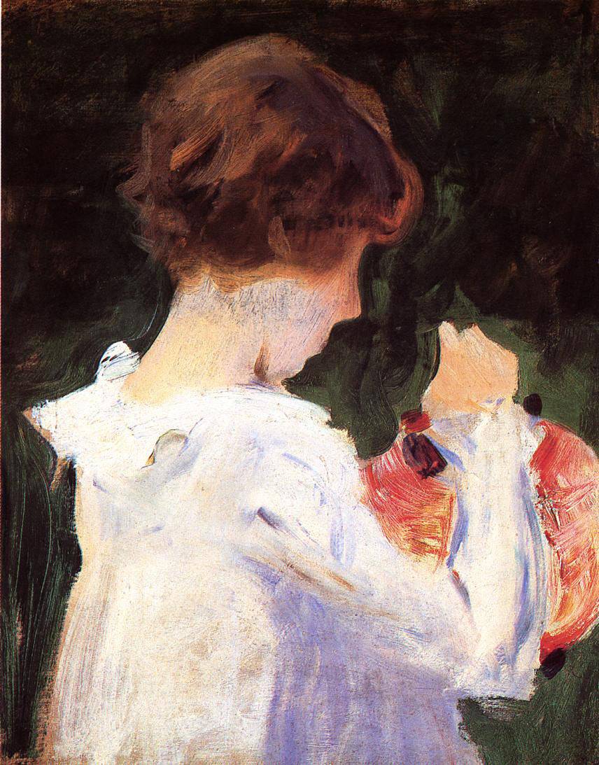 Study of Polly Barnard for "Carnation, Lily, Lily, Rose" by John Singer Sargent, hand-painted portrait oil painting reproduction on canvas