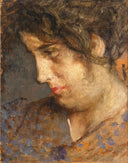 Study of the face of a woman by Mosè Bianchi — hand-painted portrait oil painting reproduction on canvas