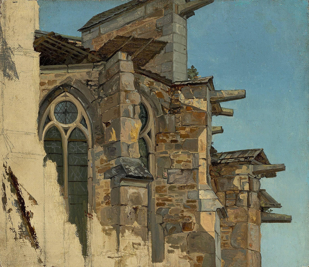 Study Of The Ruin Altenberg by Andreas Achenbach — hand-painted architectural oil painting reproduction on canvas