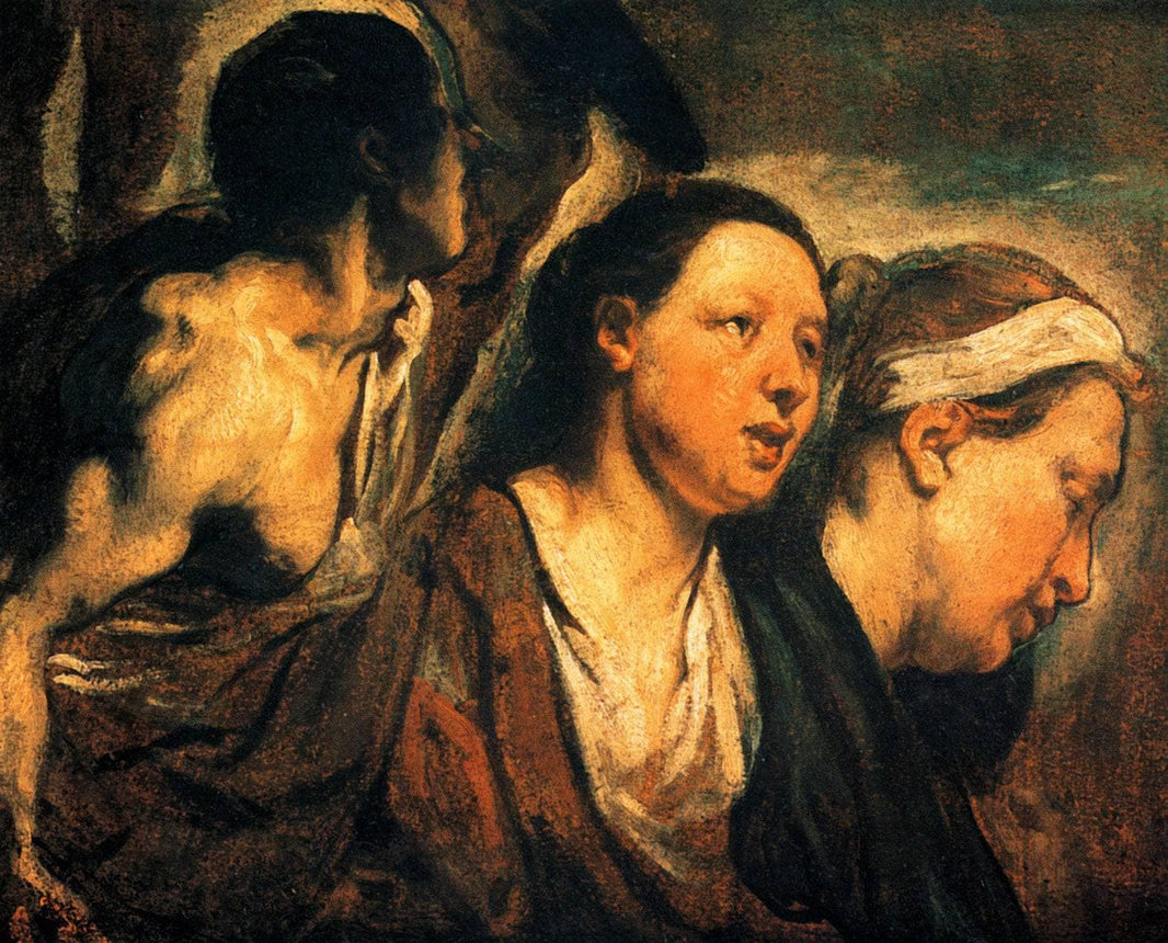 Study of two female heads and torso of a warrior by Jacob Jordaens — hand-painted portrait oil painting reproduction on canvas