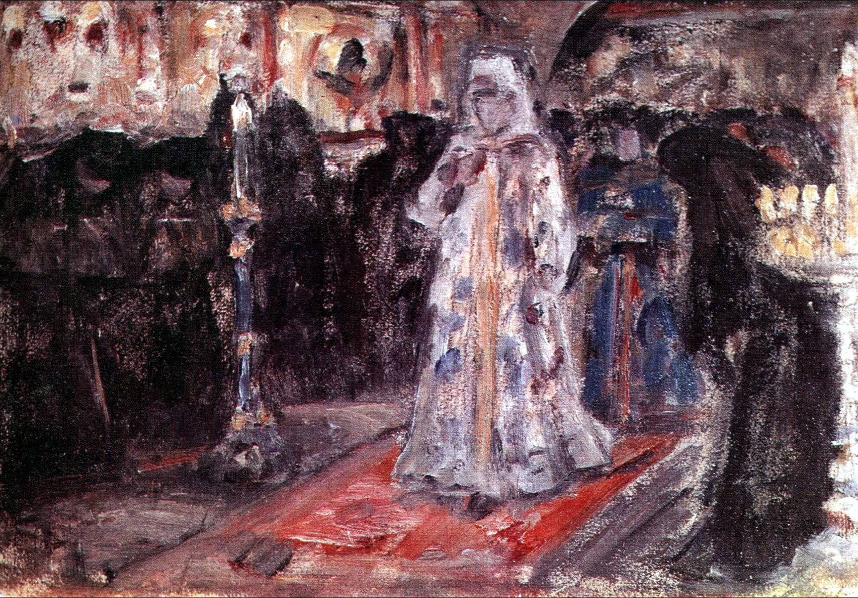 Study to "Tsarevna's visit of nunnery" - Vasily Surikov