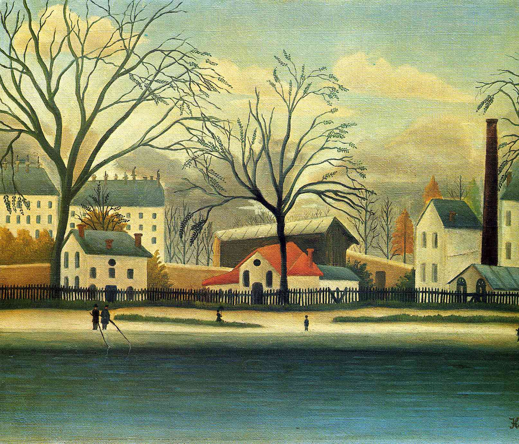 Suburban Scene by Henri Rousseau — hand-painted architectural oil painting reproduction on canvas