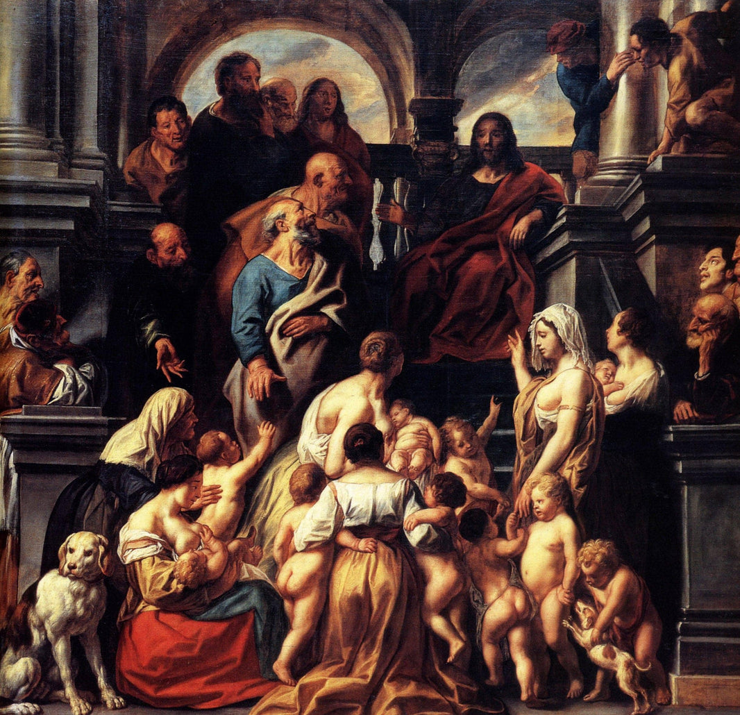 Suffer the Little Children by Jacob Jordaens — hand-painted cultural oil painting reproduction on canvas