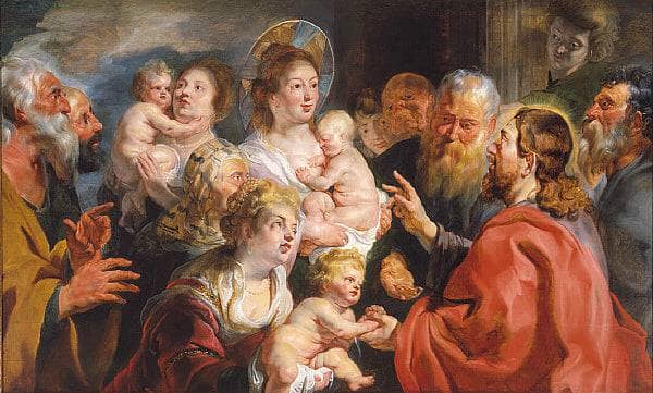 Suffer the Little Children to Come Unto Me by Jacob Jordaens — hand-painted cultural oil painting reproduction on canvas