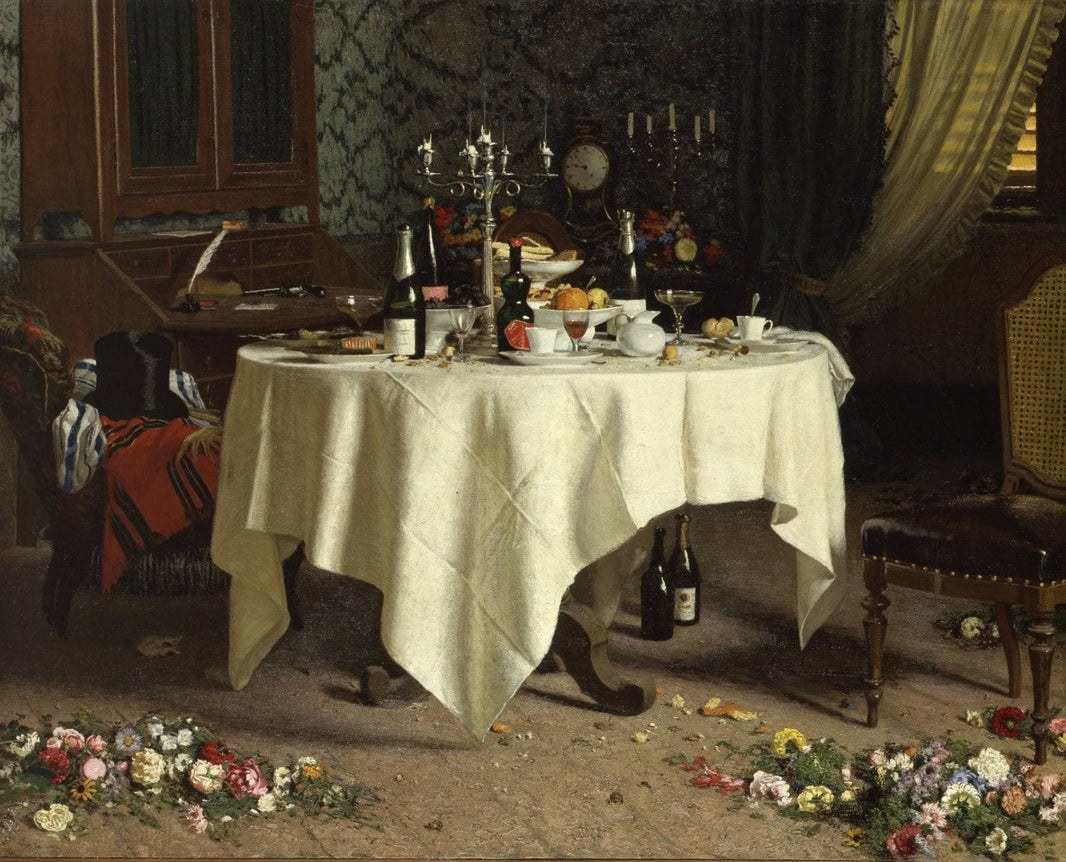 Suicide by asphyxiation!  [left side] by Angelo Morbelli — hand-painted still oil painting reproduction on canvas