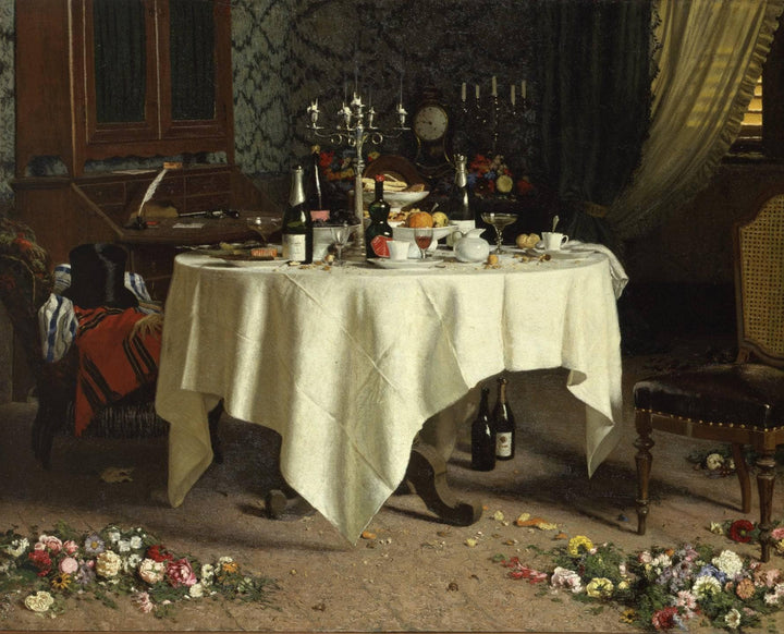 Suicide by asphyxiation!  [left side] by Angelo Morbelli — hand-painted still oil painting reproduction on canvas