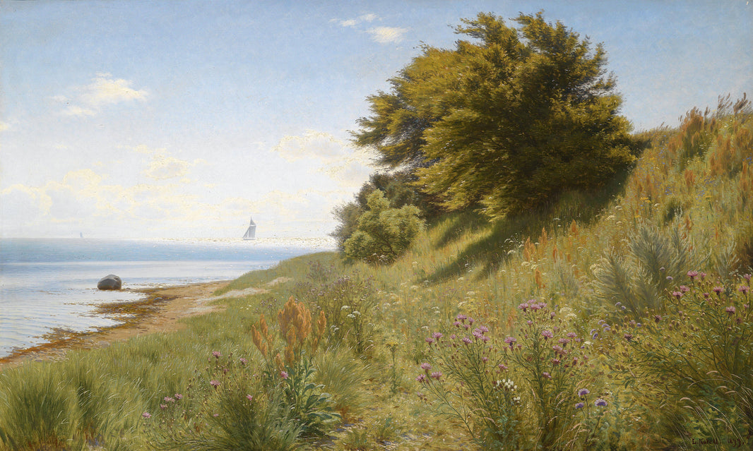 Summer day by the sea by Ludvig Kabell — hand-painted landscape oil painting reproduction on canvas
