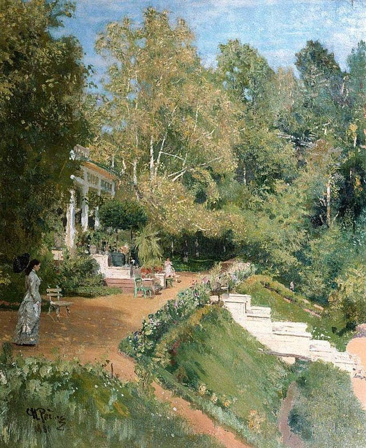 Summer day in Abramtsevo by Ilya Repin — hand-painted botanical oil painting reproduction on canvas