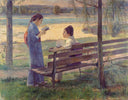 Summer Evening Beside the Lake by Fujishima Takeji — rural oil painting wall art, Impressionism