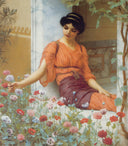 Summer Flowers by John William Godward — flower oil painting wall art, Neoclassicism
